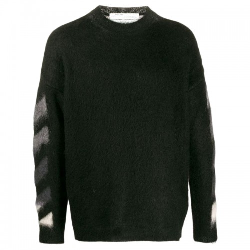 Оригинальный шмот OFF-WHITE Brushed Mohair Diag Arrows Knit Sweater Black