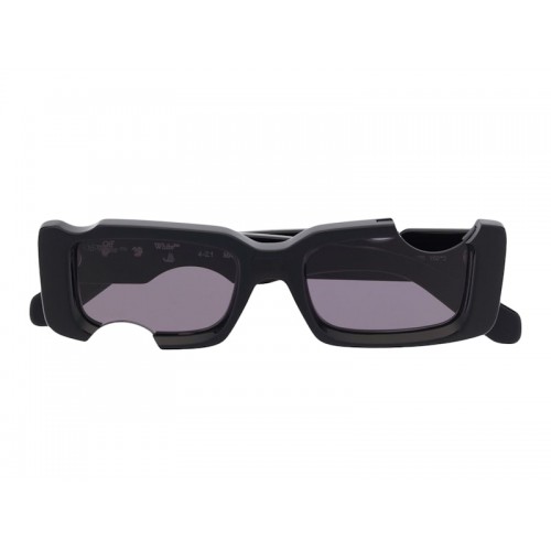 OFF-WHITE Cady Cut-Out Rectangular Frame Sunglasses Black/White/Grey (SS22) (OERI006C99PLA0011007)