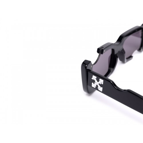 OFF-WHITE Cady Cut-Out Rectangular Frame Sunglasses Black/White/Grey (SS22) (OERI006C99PLA0011007)