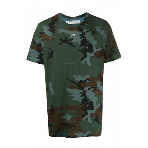 OFF-WHITE Camouflage Incompiuto T-Shirt Green/White