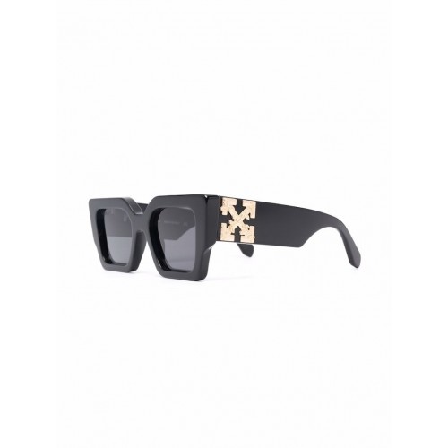 OFF-WHITE Catalina Rectangular Frame Sunglasses Black/Dark Grey/Gold (OERI003Y21PLA0011007 / OERI003C99PLA0011007)