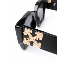 OFF-WHITE Catalina Rectangular Frame Sunglasses Black/Dark Grey/Gold (OERI003Y21PLA0011007 / OERI003C99PLA0011007)