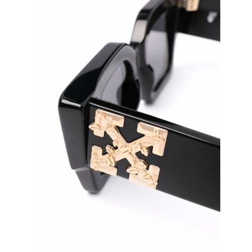 OFF-WHITE Catalina Rectangular Frame Sunglasses Black/Dark Grey/Gold (OERI003Y21PLA0011007 / OERI003C99PLA0011007)