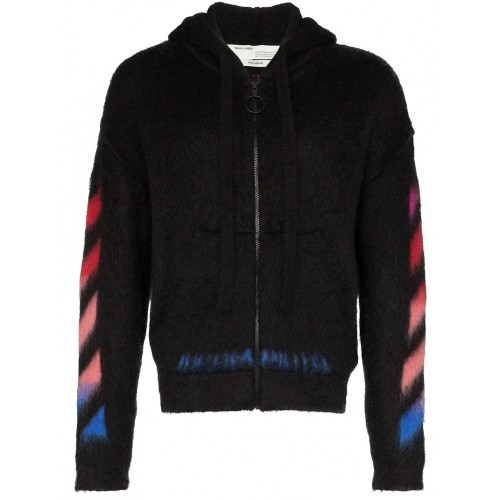 OFF-WHITE Diag Brushed Zipped Hoodie Black/Multicolor