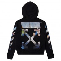 OFF-WHITE Diag Print Zip Up Hoodie Black/Multicolor