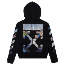 OFF-WHITE Diag Print Zip Up Hoodie Black/Multicolor