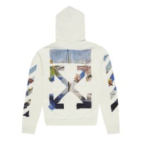 OFF-WHITE Diag Print Zip Up Hoodie White/Multicolor