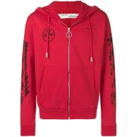 OFF-WHITE Diag Stencil Zip Up Hoodie Red/Black