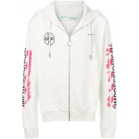 OFF-WHITE Diag Stencil Zip Up Hoodie White/Pink/Black