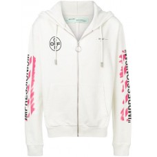 OFF-WHITE Diag Stencil Zip Up Hoodie White/Pink/Black