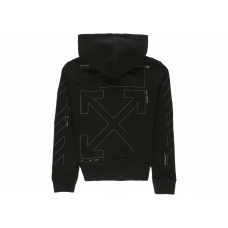 OFF-WHITE Diag Unfinished Slim Hoodie Black