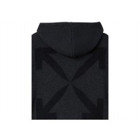 OFF-WHITE Diagonal Cashmere Hoodie Dark Grey