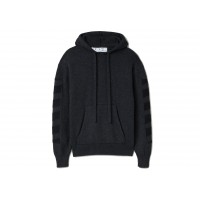OFF-WHITE Diagonal Cashmere Hoodie Dark Grey