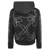 OFF-WHITE Embroidered Abstract Arrows Zip Hoodie Black