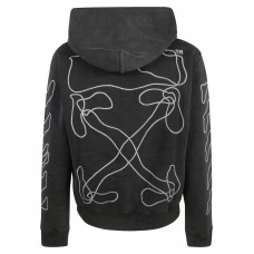 OFF-WHITE Embroidered Abstract Arrows Zip Hoodie Black