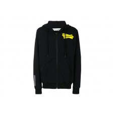 OFF-WHITE Firetape Arrow Zip Up Hoodie Black/Yellow