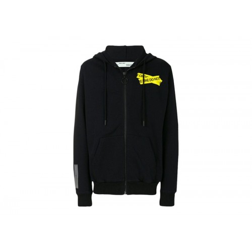 OFF-WHITE Firetape Arrow Zip Up Hoodie Black/Yellow