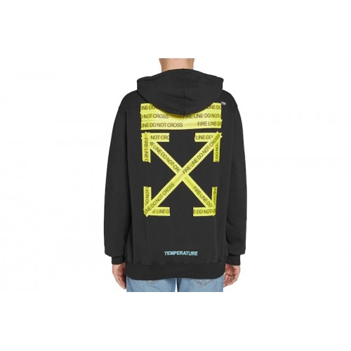 OFF-WHITE Firetape Arrow Zip Up Hoodie Black/Yellow