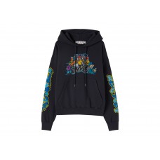 OFF-WHITE Graffiti-Print Cotton Hoodie Outerspace Grey/Multicolor