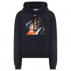 OFF-WHITE Kiss Graphic Print Hoodie Black/Multicolor