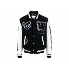 OFF-WHITE Lea Applique Varsity Jacket Black/White
