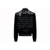 OFF-WHITE Logo-Applique Varsity Bomber Jacket Black