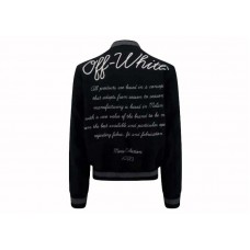 OFF-WHITE Logo-Applique Varsity Bomber Jacket Black