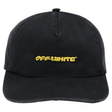 OFF-WHITE Logo Embroidered Twill Hat Black/Yellow