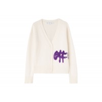 OFF-WHITE Logo Intarsia Cardigan White