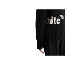 OFF-WHITE Logo Intarsia Crewneck Black