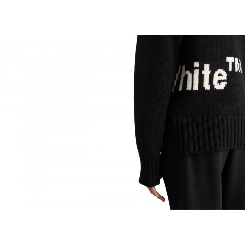 Оригинальный шмот OFF-WHITE Logo Intarsia Crewneck Black - 70см