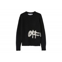OFF-WHITE Logo Intarsia Crewneck Black