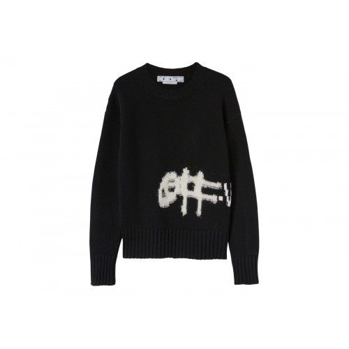 Оригинальный шмот OFF-WHITE Logo Intarsia Crewneck Black - 70см