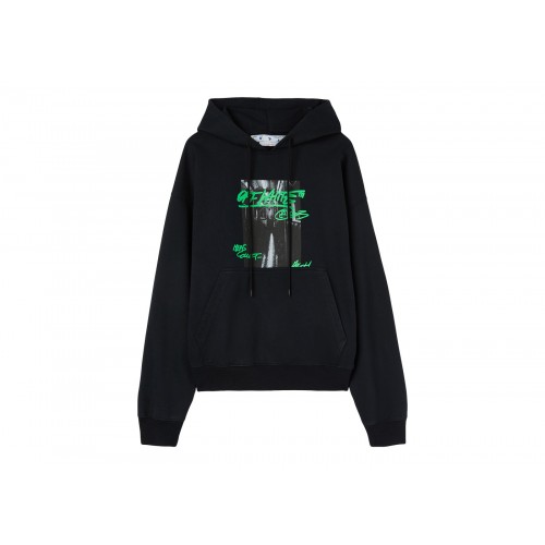 Оригинальный шмот OFF-WHITE Metro Type Skate Hoodie Black/Green - 70см
