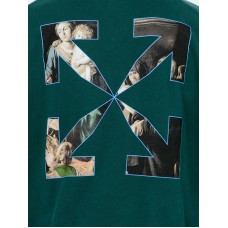 OFF-WHITE Oversize Fit Caravaggio Painting Hoodie Dark Green/Black