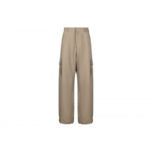 OFF-WHITE Ow Emb Drill Wide-Leg Cargo Trousers Almond Beige