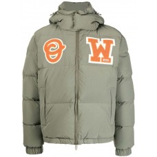 OFF-WHITE OW Patch Puffer Coat Army Green