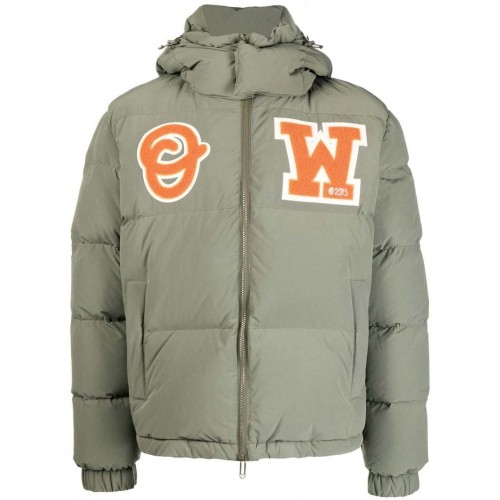 OFF-WHITE OW Patch Puffer Coat Army Green