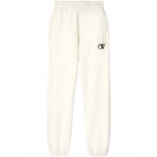 OFF-WHITE OW-Print Cotton Track Pants Cream White