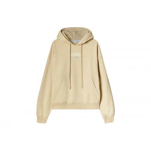 OFF-WHITE Script Logo Opp Over Skate Hoodie Beige