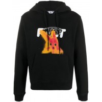 OFF-WHITE Slim Fit Pivot Fish Hoodie Black/Red