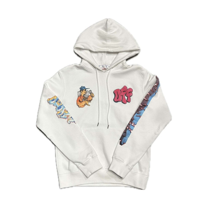 Off-White Spray Graffiti Pupp Slim Hoodie WhiteMulticolor