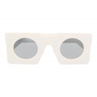 OFF-WHITE The Pantheon Square Frame Sunglasses Bone White