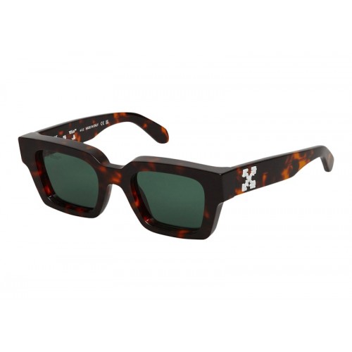OFF-WHITE Virgil Square Frame Sunglasses Brown Turtleshell/Havana Green