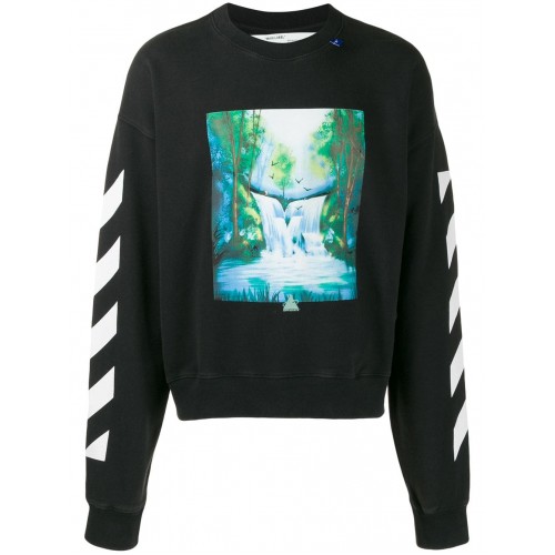 Оригинальный шмот OFF-WHITE Waterfall Diagonal OS Crewneck Black