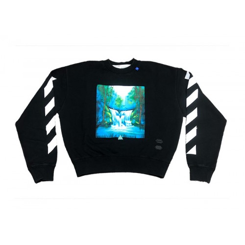 Оригинальный шмот OFF-WHITE Waterfall Diagonal OS Crewneck Black