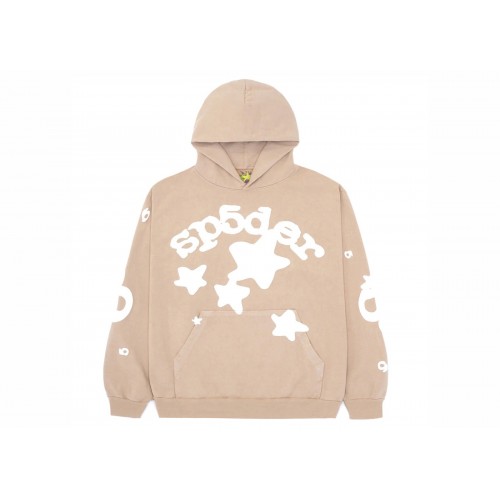 Оригинальный шмот Sp5der Beluga Hoodie Light Brown - 70см