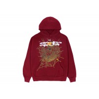 Sp5der Logo Hoodie Maroon