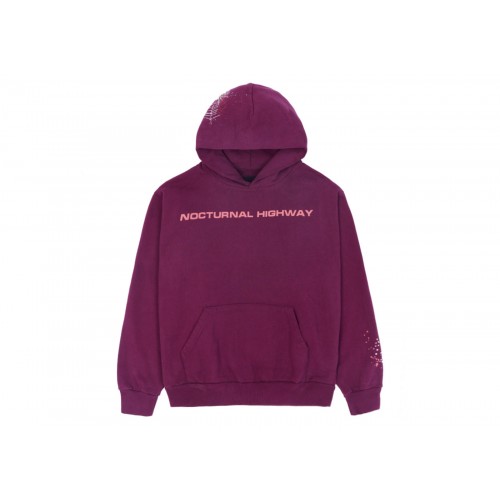 Оригинальный шмот Sp5der Nocturnal Highway Hoodie Dark Purple - 70см