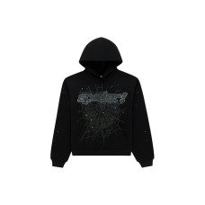 Sp5der Rhinestone Punk V2 Hoodie Black